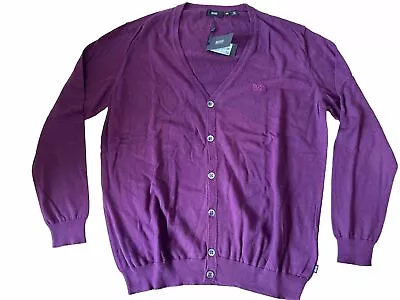 Hugo Boss Cotton Wool Cardigan Sweater Dark Purple XXL New With Tags • $43.62