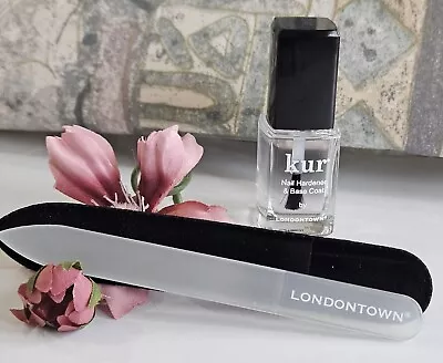 LONDONTOWN: Kur  Nail Hardener & Base Coat 0.4 Fl Oz+ Glass Nail File NEW • $21.95