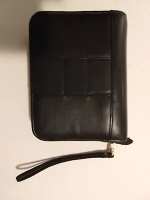 FRANKLIN COVEY Black Full Grain Nappa Leather Planner Cover W/Zipper/Insertables • $37.50