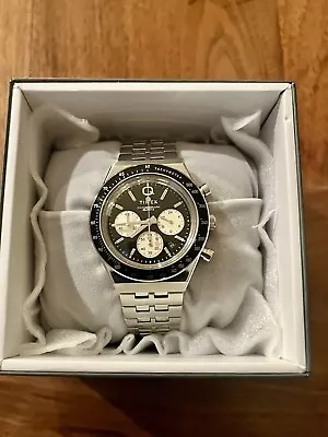 Timex Men's Watch Q Chronograph Rotating Bezel Black And Cream Dial TW2V42600 • $180