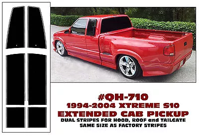 Qh-710 1994-04 Chevy S10 Xtreem - Dual Over The Truck Stripes - Extended Cab • $219.95