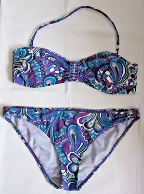 Melissa Odabash   Size  U.k. 16  Paisley Print 2 Way Bandeau Bikini Pre Loved • £32.99