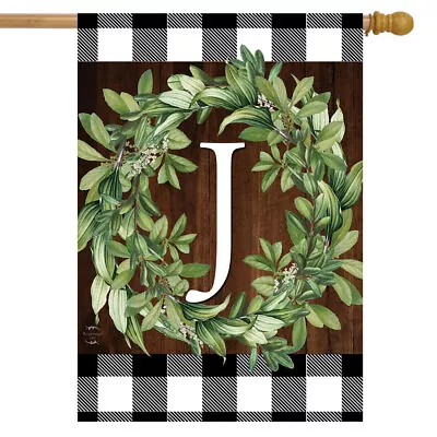 Wreath Monogram J Double-Sided House Flag Everyday 28  X 40  Briarwood Lane • $18.99