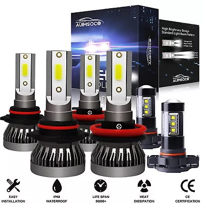 For GMC Sierra 1500 2500HD 3500HD 2007-2013 LED Headlight + Fog Light Bulbs Kit • $35.99