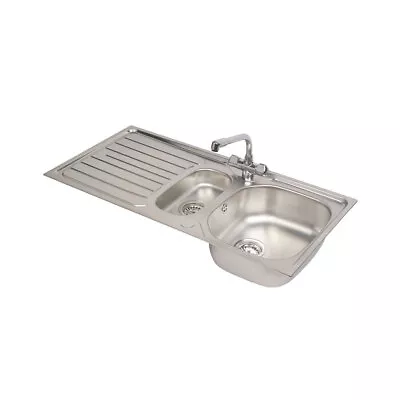 Kitchen Sink And Mixer Tap Set Stainless Steel Reversible 1.5 Bowl 1000 X 500mm • £131.99