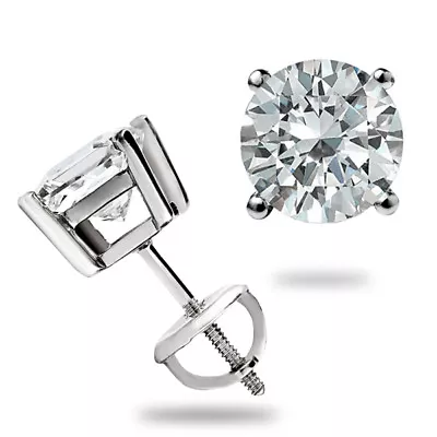 2 Ct Brilliant Round Cut MOISSANITE Earrings Studs Solid 14K White Gold ScrewBk • $65.58