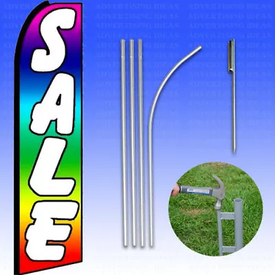 Feather Flag Swooper Advertising Flag Banner Sign 15' Tall Kit - SALE Rainbow • $49.95