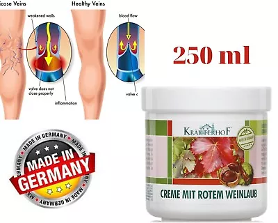 KRAUTERHOF Foot Cream Varicose Veins With Horse Chestnut & Red Vine Leaves 250ml • £11.39