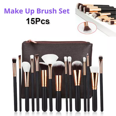 $14.98 • Buy 15Pcs Soft Pro Makeup Brushes Set Face Powder Eyeshader Blending Highlight Tools