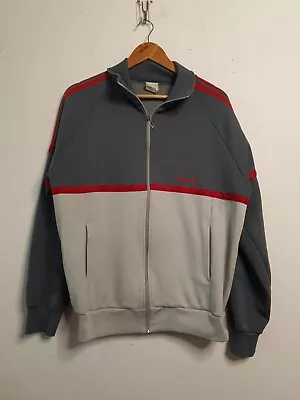 Vintage Adidas Sweater Mens Size Medium Zip Turtle Neck Grey Red White • $37