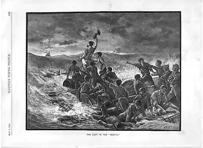 THE RAFT OF MEDUSA.1885 11  X 8  HARPER'S ENGRAVING PRINT*SMALL TEAR • $13.49