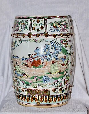 $1250 • Buy Chinese Canton Famille Rose Barrel Garden Seat Signed
