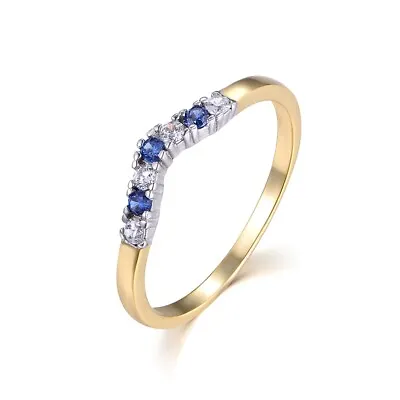 £15.95 • Buy Ladies 9 Carat Gold Sterling 925 Silver Tanzanite White Sapphire Wishbone Ring