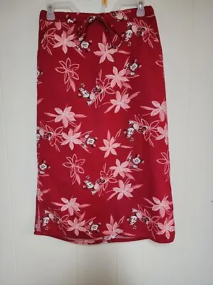 Disney Store Fushia Hawaiian Tropical Cotton Mickey & Minnie Mouse Skirt Small • $19.99