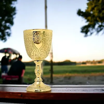 Gold Brass Vintage Chalice Goblet Royal King Arthur Wine Cup Games Of Thrones • $43.45