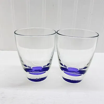 Cîroc Vodka Cocktail Rocks Glasses Clear Cobalt Blue Weighted Italy Pair • $16.95