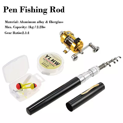 Mini Fishing Rod Reel Combo Set Lightweight Fishing Rod And Reel Combo Kit Z1P4 • $13.59