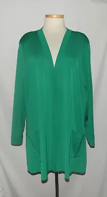 Misook Woman Emerald Green Acrylic Blend Knit Open Front Cardigan Jacket Size 3X • $49.99