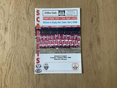 Llanelli RFC V Ebbw Vale RFC -1995/96 Heineken Welsh League Div One -Tue 23/1/96 • £3.50