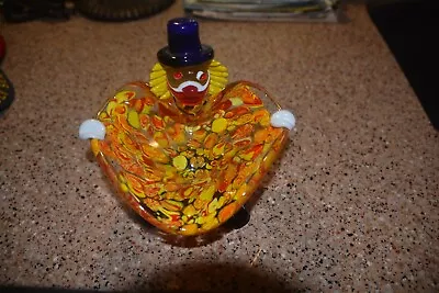 Hand Blown Murano Art Glass Clown Candy Dish • $17.99