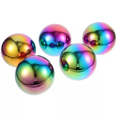 5pcs Rainbow Stainless Steel Gazing Balls Garden Sphere Outdoor Ornament-MI • £19.85