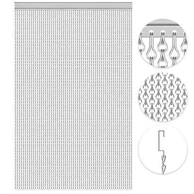 Aluminium Door Fly Screen Metal Chain Curtain Insect Pest Blinds 214cm X 90cm • £38.99
