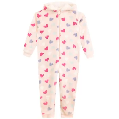 £21.99 • Buy Hearts Hooded Sleepsuit Kids Girls 6 7 8 9 10 11 12 13 Years Nightwear Sleepwear