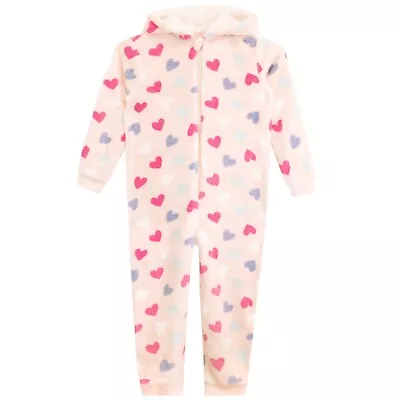 £21.99 • Buy Hearts Hooded Sleepsuit Kids Girls 6 7 8 9 10 11 12 13 Years Nightwear Sleepwear