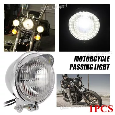 12V Motorcycle Chrome 27 LED Angel Eye Headlight Lamp For Bobber Chopper Cruiser • $28.54