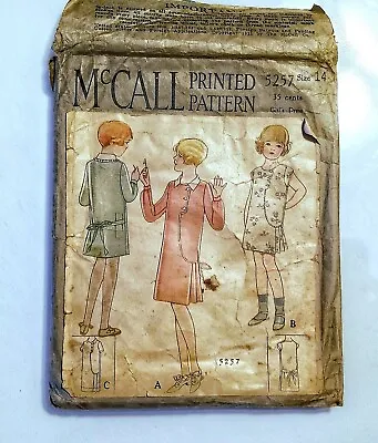 $14.99 • Buy MCCALLS Sewing Pattern 1928 COMPLETE Dress Girls  Vintage 5257 Chest 32 Inches 