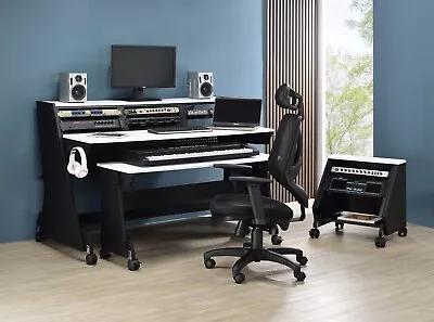 Musiea 2EX007 88 Keys Pro Music Studio Desk Workstation With Rack Cabinet White • $799.90