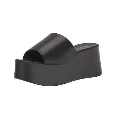 Madden Girl Women's Cake Platform Wedge Slide Sandals Black Size 10 • $55