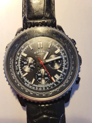 £24.50 • Buy Rotary Black Ocean Chronograph  Watch With Crocodile Black Strap GB00247/04 