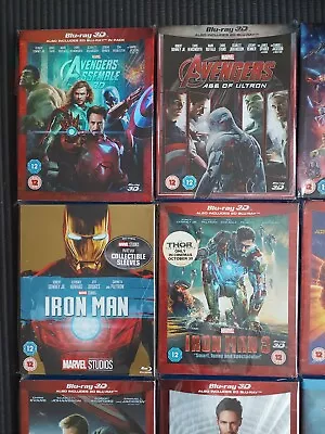 Marvel    9  Blu Rays + Slipcases  4K  3D   Avengers Captain America Iron Man • £29.99