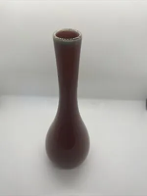 Vintage GUMPS Made In Japan Oxblood Red Porcelain 10  Long Neck Vase • $22