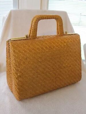 Vintage RODO Italian Handbag Purse Natural Wicker Gold Tone Large READ • $25
