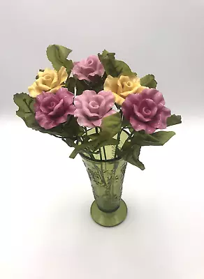 Lot 6 Vintage Porcelain Bone China Pink & Yellow Roses With Plastic Stems • $42.99