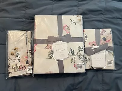 Pottery Barn Monique Lhuillier Tuileries Percale Duvet Cover And Sham Set • $160