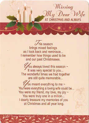 Missing My Dear WIFE Christmas Memorial Grave Graveside Card Memoriam And Holder • £3.48