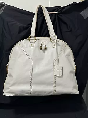 YSL Yves Saint Laurent Classic Medium Muse Ivory White Leather Bag Lock Key • £269.86