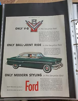  1950s Only V8 Ford Cars Advertising Magazine Automotive 36cmsx25cms  • $20