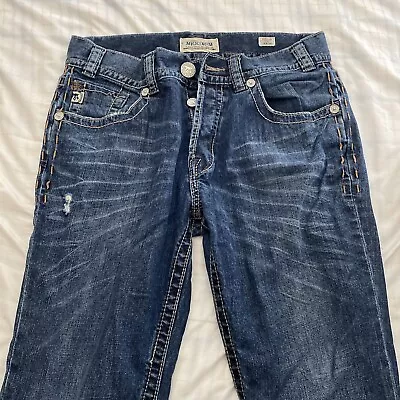 MEK DENIM JEANS MEN’S Straight ￼33 W 34 L  DISTRESSED OUTSTANDING DESIGN • $30