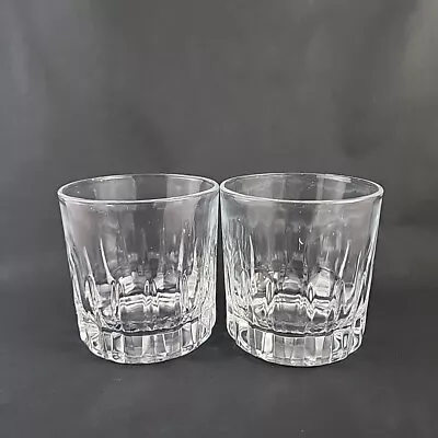 VINTAGE CRISA CLEAR GLASS 10 Oz Whiskey Rocks Double Old-Fashioned Set Of 2 • $11.99