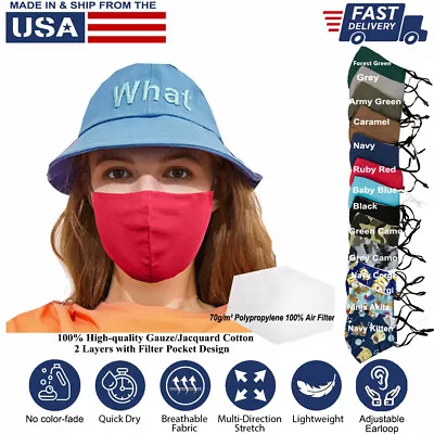 Cloth Face Mask Reusable 3D 100% Cotton Washable Adjustable Unisex Made-in-USA • $5.80