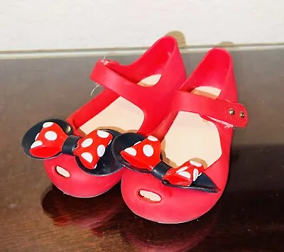 IFANS (like Mini Melissa) Minnie Mouse Bow Mary Jane Shoes Red Toddler Girl Sz 9 • $10