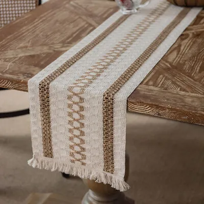 UK Rectangle Table Runner With Tassels Bohemian Home Dining Wedding Table Decor • £5.46