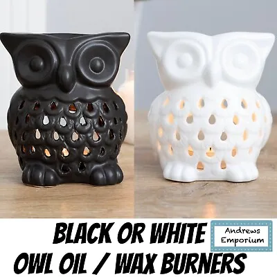 £7.25 • Buy Cute Black White Owl Ceramic Oil Burner Wax Warmer Christmas Gift Aromatherapy