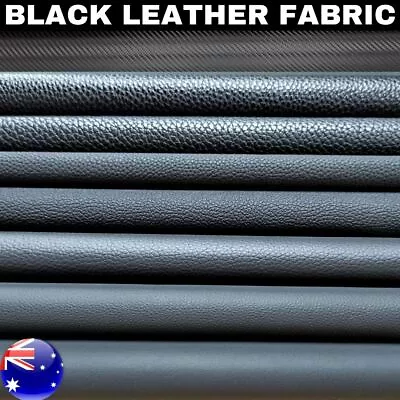 Black Auto Upholstery Marine Grade Vinyl Fabric Faux Leather PVC Furniture Boat • $18.99