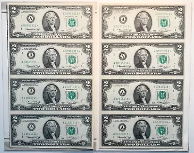 2x United States 1976 UNC 2 Dollar Star Notes Uncut Sheet Boston - In Folder • $130