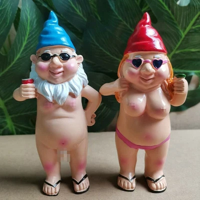 £11.26 • Buy Garden Gnomes Nude Statuary Naughty Statue Gift Nudist Decor Resin Crafts 1 Pair